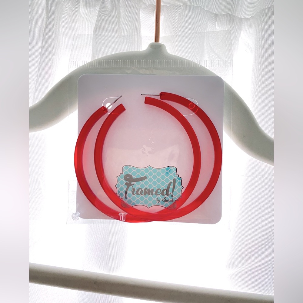 FRAMED BY SARAH | Red lightweight hoop earrings